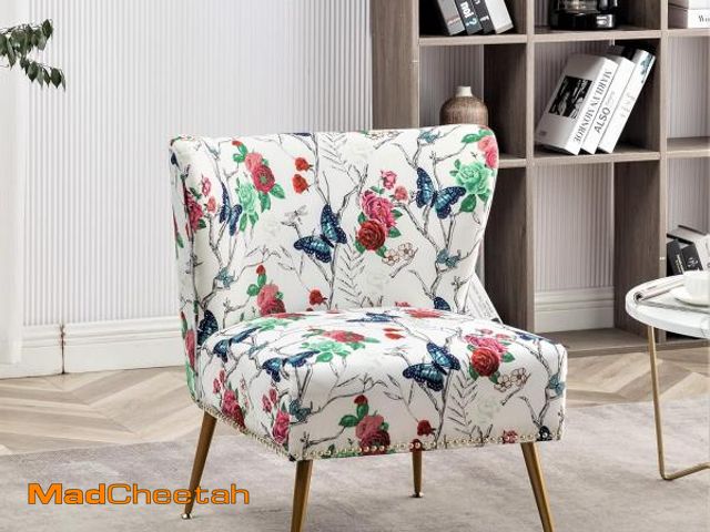 Lot 74-12285374 - Container Furniture Direct Thia Armless Accent Chair for Living Room, Elegant Seat with Nailhead Tri...