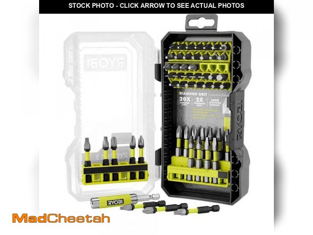Lot 74-12533314 - (MISSING 5 BITS) RYOBI Diamond Grit Driving Set (52-Piece) - USED