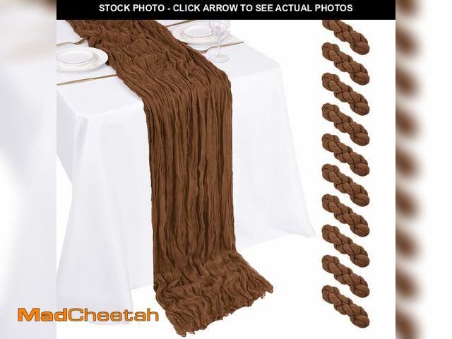 Lot 74-14204881 - 10 Pack Brown Cheesecloth Table Runner 17x108 Inch Boho Gauze Cheese Cloth Table Runners for Wedding...