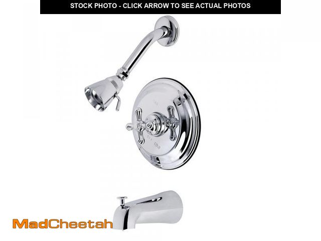 Lot 74-12116828 - Kingston Brass KB3631AX Restoration Tub and Shower Faucet with Metal Cross Handle, Polished Chrome -...