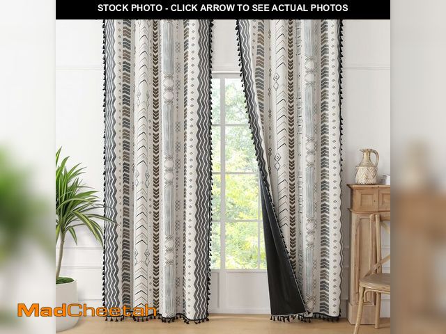 Lot 74-14295822 - Colorbirtd 100% Blackout Boho Curtains Heat Sun Blocking for Bedroom Living Room 84 Inches Thermal C...