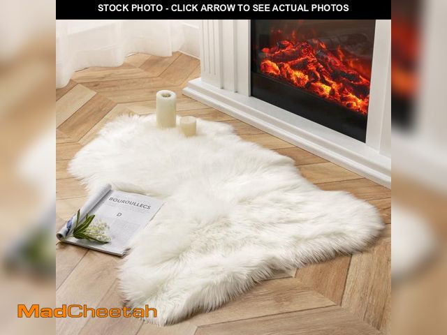 Lot 74-12303510 - Ashler Faux Fur Rug, White Area Rugs, Fluffy Sheepskin Fur Rug, Fuzzy Ultra Soft 2.3 x 3.3 Ft Rugs, ...