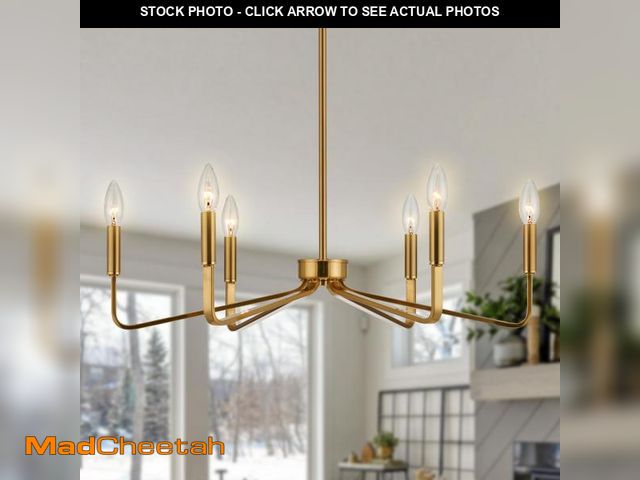 Lot 74-12110767 - ACANER Gold Farmhouse Chandeliers for Dining Room, 6-Light Modern Chandelier Light Fixture, Brushed ...