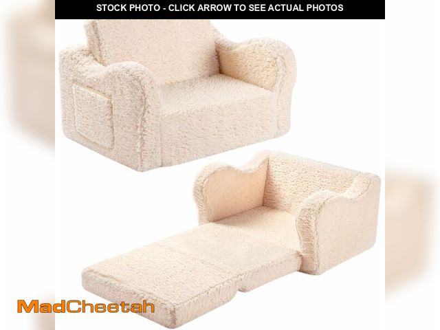 Lot 74-13564151 - MOMCAYWEX Kids Sofa, 2-in-1 Flip-Out Foam Couch with Soft Sherpa Cover, Cozy Play Lounge Chair, Crea...