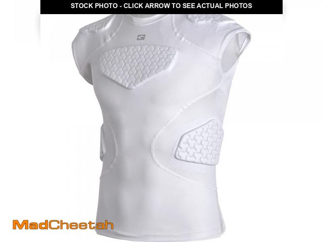 Lot 74-12305136 - COOLOMG Youth Football Rib Protector Padded Compression Chest Protector Shirt Rugby White XL - USED