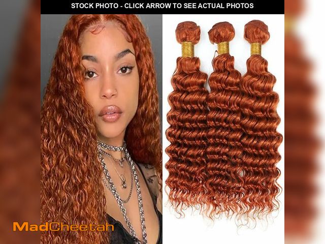 Lot 74-12709947 - Biliisyff Ginger Human Hair Burnt Orange Deep Wave Bundles 12 14 16 Inch 8a Brazilian Virgin Human H...