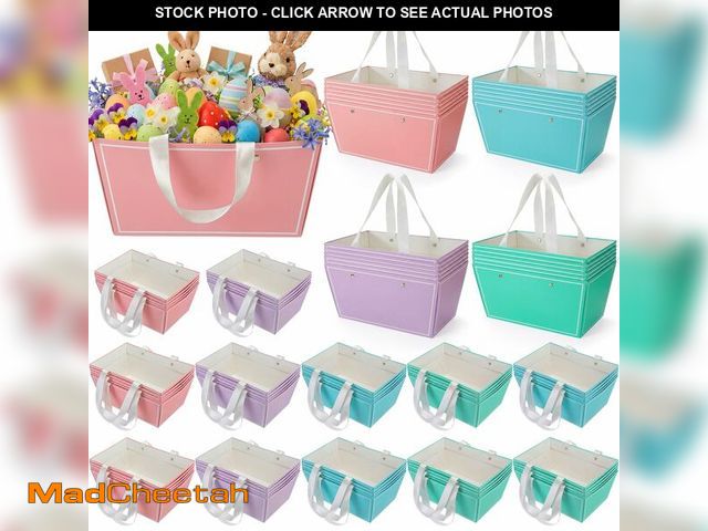 Lot 74-13628919 - Pinkunn 48 Pcs Easter Basket for Gifts Empty DIY Bulk Party Gift Basket Kit with Handles Market Tray...