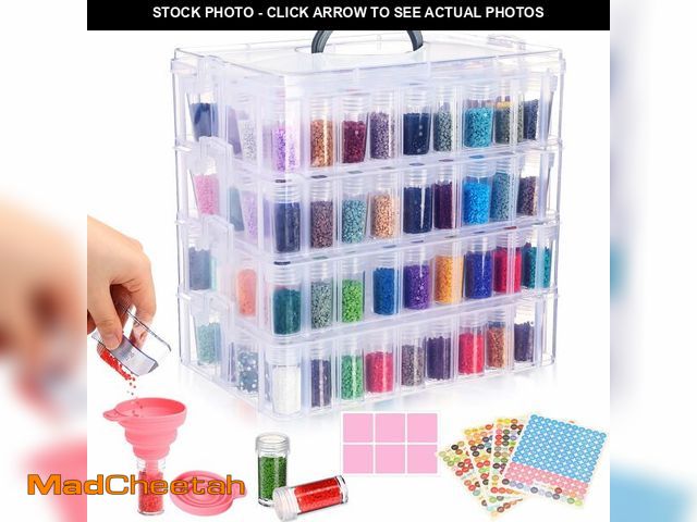 Lot 74-12707392 - Willinglong 4 Tier Diamond Painting Storage Containers with 208 Grids Diamond Art Storage Bead Organ...