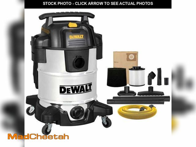 Lot 74-13225824 - DEWALT 10 Gal. Stainless Steel Wet/Dry Vacuum with Hose and Accessories - UNUSED