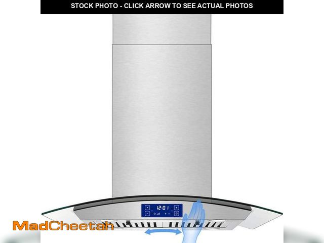 Lot 74-14306762 - JOEAONZ range Hood 30 in. 700 CFM Island Range Hood Stainless-steel, Gesture&amp;Touch Control Ducte...