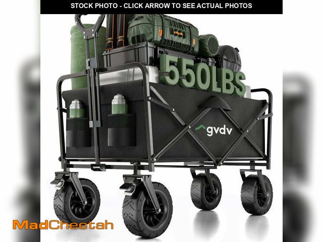 Lot 74-14259292 - GVDV Collapsible Folding Wagon, 560LBS Large Heavy Duty Utility Cart with All-Terrain Wheels and Adj...