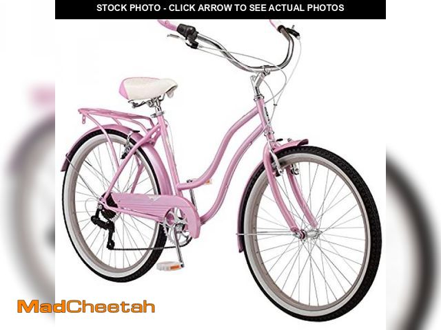 Lot 74-11226219 - Schwinn Perla Adult Beach Cruiser Bike, Men and Women, 18-Inch Step-Through Steel Frame, 7-Speed Dri...