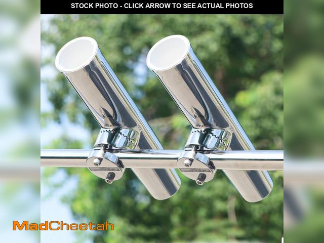 Lot 74-11545437 - 2PCS Tournament Style Boat Fishing Rod Holders, 316 Stainless Steel Clamp on 7/8" to 1" Rail, 360 Ad...