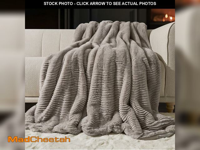 Lot 74-14333746 - EVERGRACEHOME Ultra Soft Faux Fur Throw Blanket for Couch, Luxury Sculpted Texture Faux Rabbit Fur B...