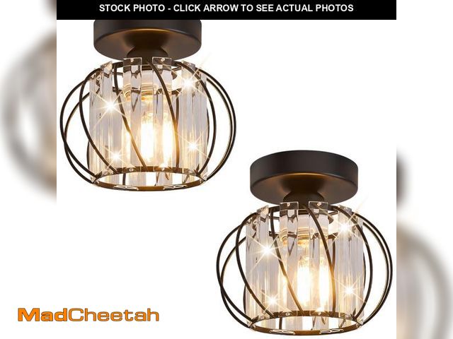 Lot 74-11558433 - Vechoicy Semi Flush Mount Ceiling Light Pack of 2, 7.5" Metal Cage Hallway Ceiling Lamps, Farmhouse ...