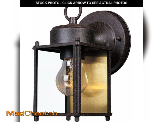 Lot 74-12894544 - Designers Fountain 1161-RP Porch Outdoor Wall Lantern Sconce, 8in H, Rust Patina - UNUSED