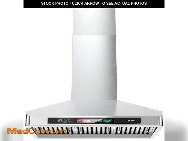 Lot 74-12663157 - 30 in. Convertible Wall Mounted Range Hood in Stainless Steel with 4 Speeds Exhaust Fan, Voice/Gestu...