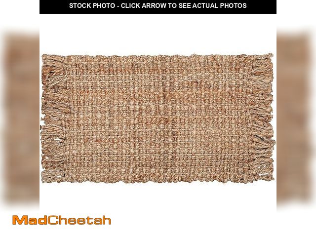 Lot 74-12501133 - Hausattire Hand Woven Jute Rug 20"x32"- Natural, Reversible Farmhouse Boho Accent Rustic Rugs for Ki...