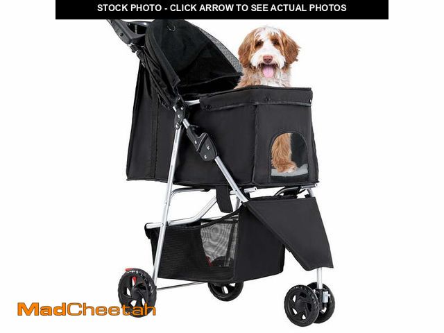 Lot 74-13055374 - edx 3 Wheels Pet Stroller, Dog and Cat Strollers, With Storage Basket and Cup Holder, Lightweight Tr...