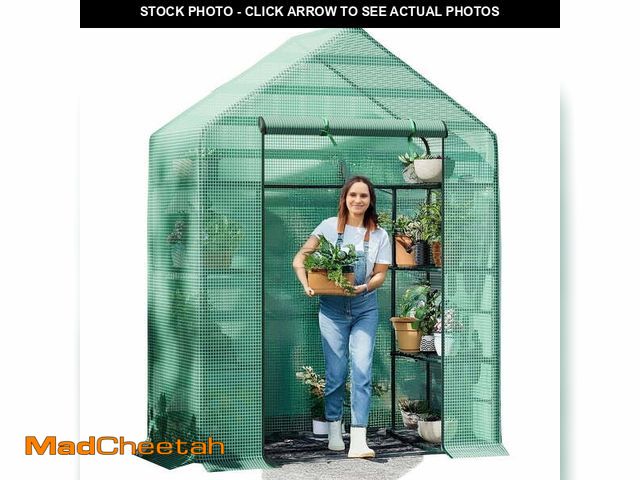 Lot 74-12889974 - 29 x 56 x 75" Walk-in Greenhouse - Thicken PE Cover &amp; Heavy Duty Frame. Durable 3-Tier 4-Shelf P...