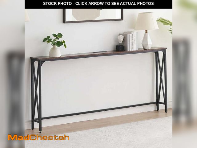 Lot 74-13776274 - (MISSING HARDWARE) 70" Console Table Entryway Sofa Table with Power Outlets,Rustic Brown - USED