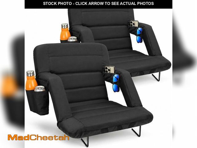 Lot 74-14349056 - Suteck Stadium Seats with Back Support 2 Pack - 23" Wide Folding Bleacher Chairs, 6-Position Recline...