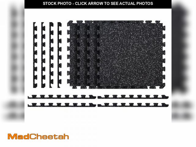 Lot 74-12518782 - Norsk Black with Blue White Flecks 20.5 in. x 20.5 in. x 0.47 in. Rubber-Tec Reversible Gym Flooring...
