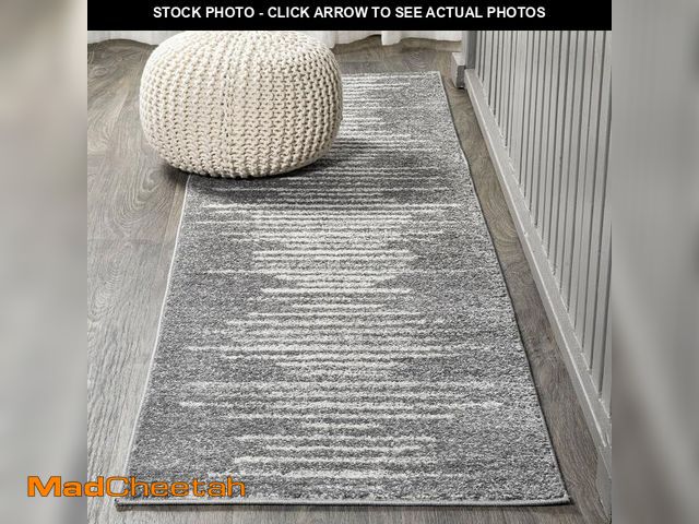 Lot 74-13803432 - JONATHAN Y Aya Berber Stripe Geometric Gray/Cream Runner Rug, 2x8, Contemporary, Modern, Easy-Cleani...