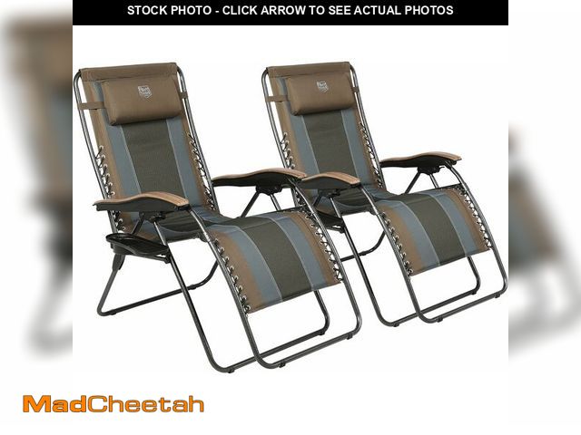 Lot 74-12720630 - TIMBER RIDGE Outdoor Reclining Padded with Adjustable Headrest and Cup Holder Foldable Zero Gravity ...