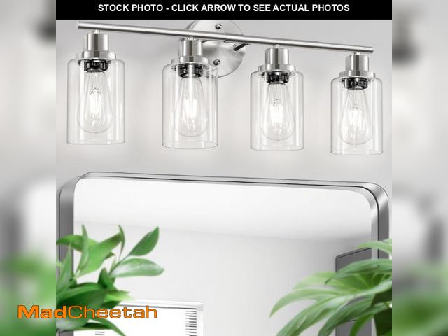 Lot 74-11550723 - Guliaofo 4-Light Bathroom Vanity Lights, Brushed Nickel Vanity Light with Clear Glass Shade, Bathroo...