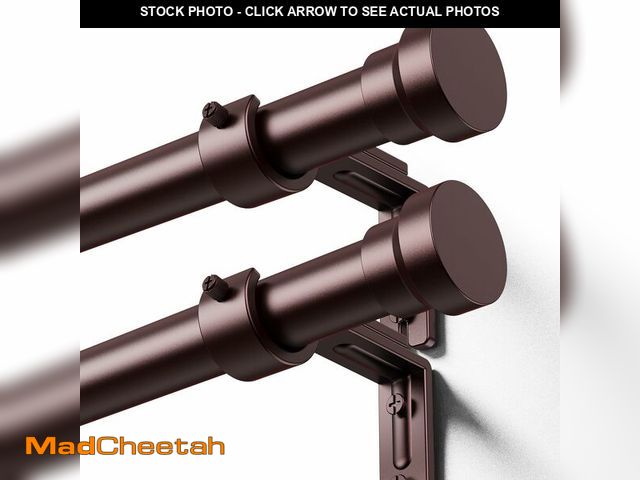Lot 74-13721645 - YaFex Curtain Rods 2 Pack 32-144 Inch, Heavy Duty 1 Inch Curtain Rod, Bronze Extra Long Adjustable W...