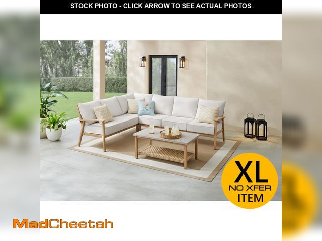 Lot 74-14467909 - Hampton Bay West Haven 5-Piece Wicker Outdoor Sectional Set with CushionGuard Almond Cushions FRS610...