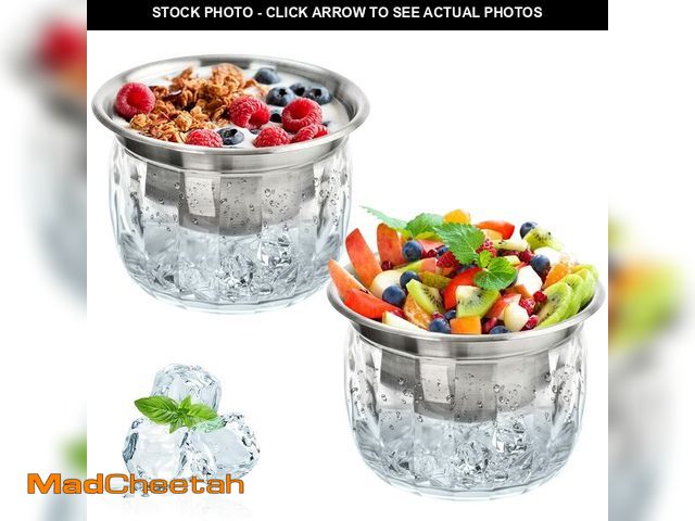 Lot 74-14274681 - ZENFUN 2 Pack 20 Oz Chilled Dip Bowl with Acrylic Ice Bowl Base, Stainless Steel Ice Chilled Serving...