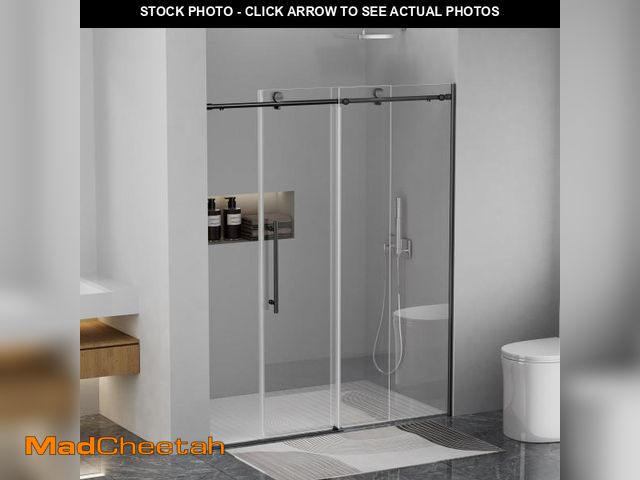 Lot 74-12133715 - Frameless Sliding Shower Door 56-60 in W x 75 in H,Frameless Shower Door with 5/16" (8mm) Clear Temp...