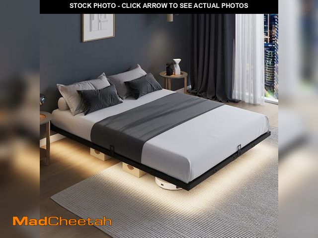 Lot 74-14349621 - Novilla Floating Bed Frame with LED Lights, Modern Platform Full Size Bed Frame with Mattress Slide ...