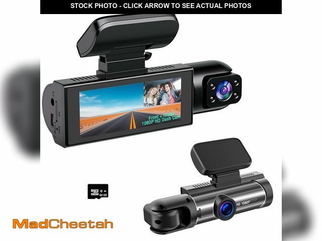 Lot 74-14208077 - Dual Dash Cam Front and Rear with 64GB Card, 1080P HD IR Night Vision Dash Camera for Cars, G-Sensor...
