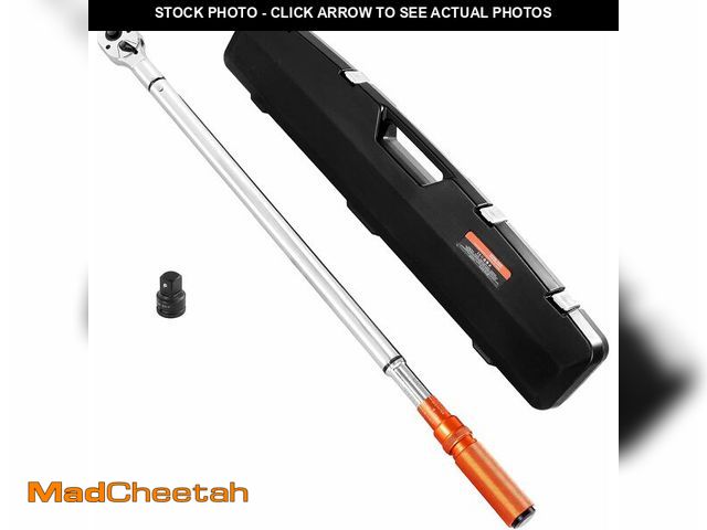 Lot 74-14349787 - VEVOR 3/4 Inch Drive Torque Wrench 100-600fFT.LB/136-814Nm, 1 Inch Adapter, Split Beam, 48'' Length,...