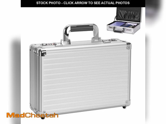 Lot 74-14269580 - LOCKCURX Locking File Storage Box, 14.9 x 10.6 x 4.3 Inch Metal Briefcase with Dual Combination Lock...