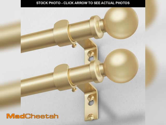 Lot 74-14215261 - Wolistsa 2 Pack Gold Curtain Rod 36-60 Inch, 1 Inch Adjustable Heavy Duty Curtain Rods for Windows, ...