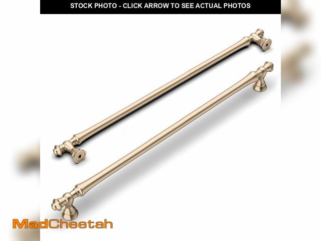 Lot 74-12969199 - Amerdeco 6 Pack Brushed Brass Cabinet Hardware 12.5 Inch(320mm) Hole Center Gold Kitchen Cabinet Han...