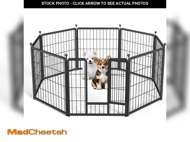 Lot 74-12664644 - Simple Deluxe Dog Playpen Indoor Outdoor, 24" Height 8 Panels Fence with Anti-Rust Coating, Metal He...