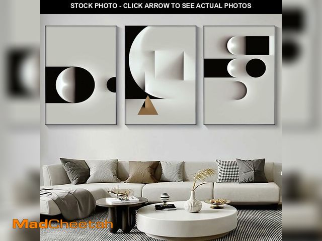 Lot 74-14144186 - Abstract Geometric Canvas Wall Art Minimalist Black and White Geometric Poster Prints Modern Abstrac...