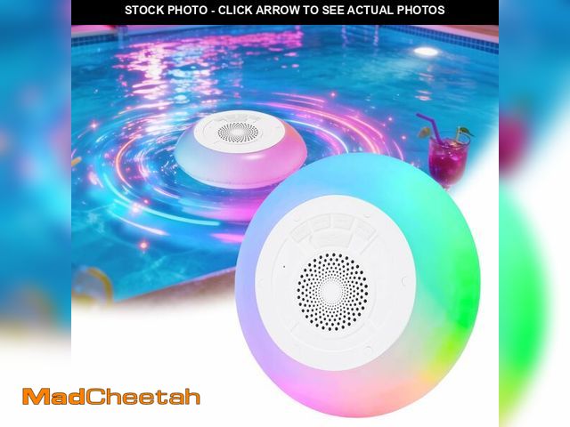 Lot 74-14270163 - MOBILFI Floating Pool Speaker with Colorful Lights, IP68 Waterproof, Wireless Bluetooth, Built-in Mi...