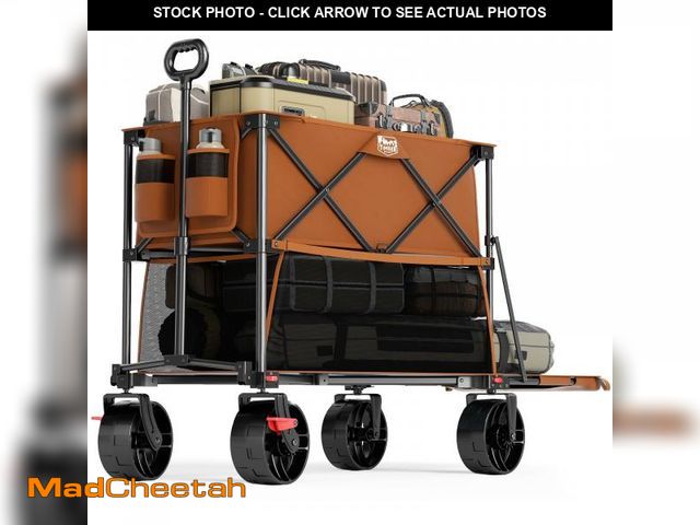 Lot 74-12335604 - TIMBER RIDGE 400L Large Capacity Folding Double Decker Wagon with Brakes, 54" Extra Long Extender Wa...