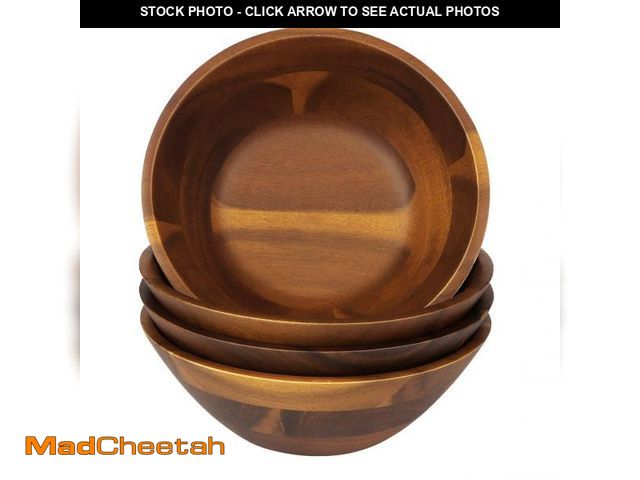 Lot 74-12303040 - AIDEA Acacia Wooden Serving Bowls, 7 Inch Set of 4 for Salad, Soup, Noodle and More - UNUSED