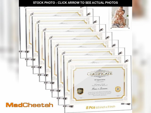 Lot 74-13955081 - Thyle 8 Pcs Acrylic Photo Frame 8.5 x 11'' Clear Floating Picture Frame Certificate Document Poster ...