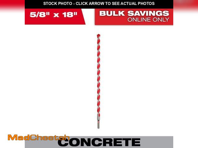 Lot 74-14223971 - Milwaukee 5/8 in. x 16 in. x 18 in. Carbide Hammer Drill Bit for Concrete, Stone, Masonry Drilling -...
