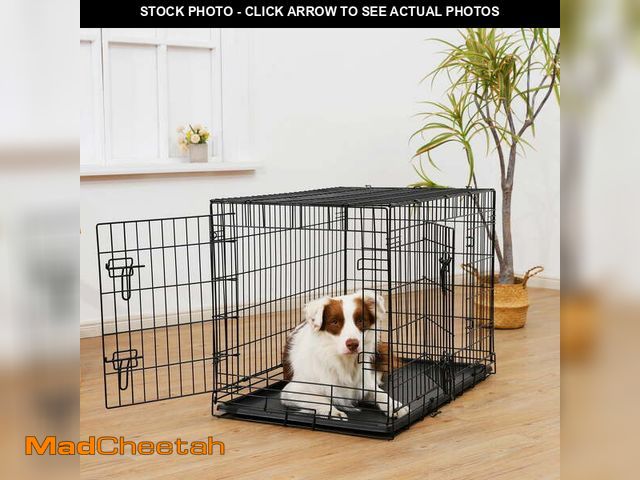 Lot 74-12556592 - Vibrant Life Wire Dog Crate, Double-Door, Divider and Leak-Proof Tray, Metal, Foldable, Durable, Bla...