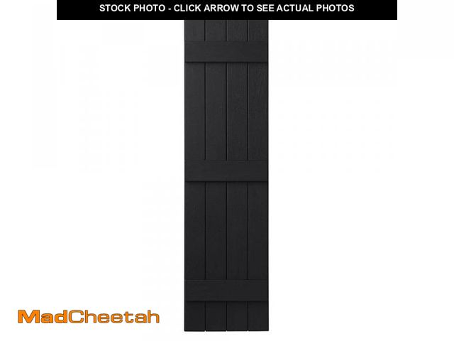 Lot 74-12530033 - Ply Gem 15 in. x 59 in. Polypropylene 4-Board Closed Board and Batten Shutters Pair in Black - UNUSE...