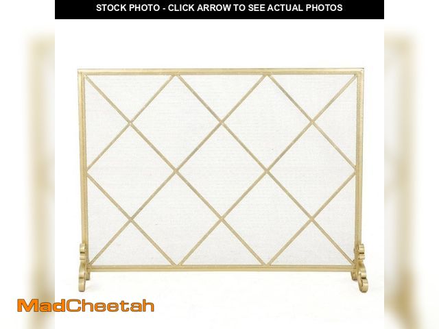 Lot 74-13768744 - (MISSING HARDWARE) Noble House Howell Modern Gold Single Panel Iron Fire Screen - UNUSED